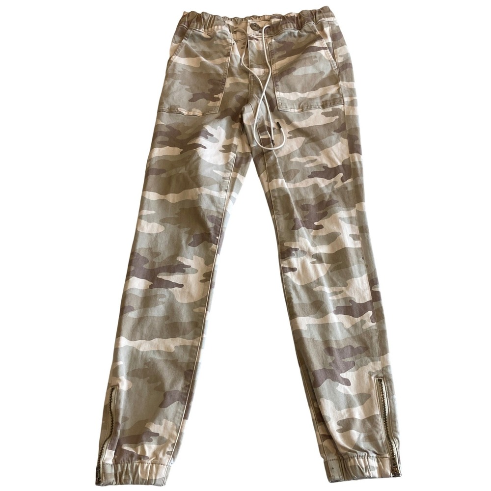 American Eagle Camo Joggers Women 2 Stretch 27" Inseam Tan Beige Zip Ankle Pants